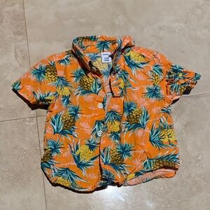 3 for $5 Old Navy Orange Pineapple Print Kids Button Down Shirt